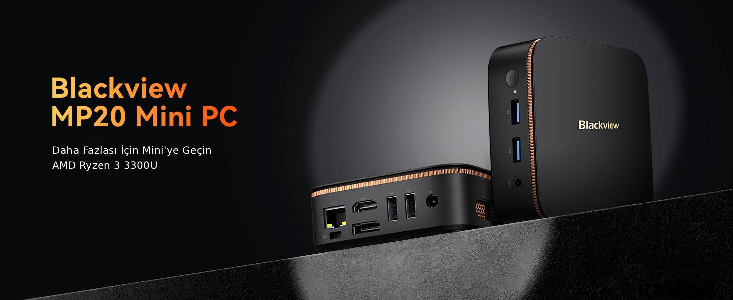 Blackview MP20 Mini PC Ryzen 3 3300U 16GB RAM 512GB SSD Windows 11 Pro kompakt tasarım