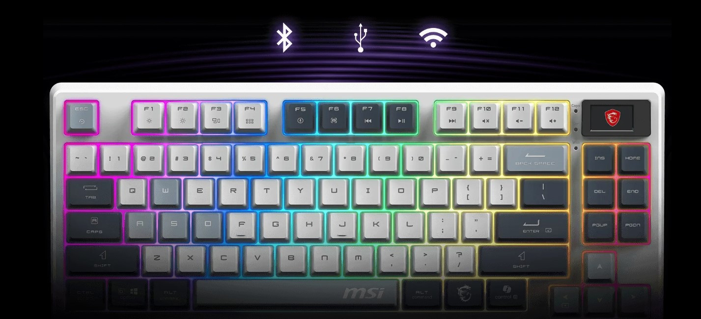 MSI FORGE GK600 VIOLET TKL RGB Mekanik Kablosuz Gaming (Oyuncu) Klavye