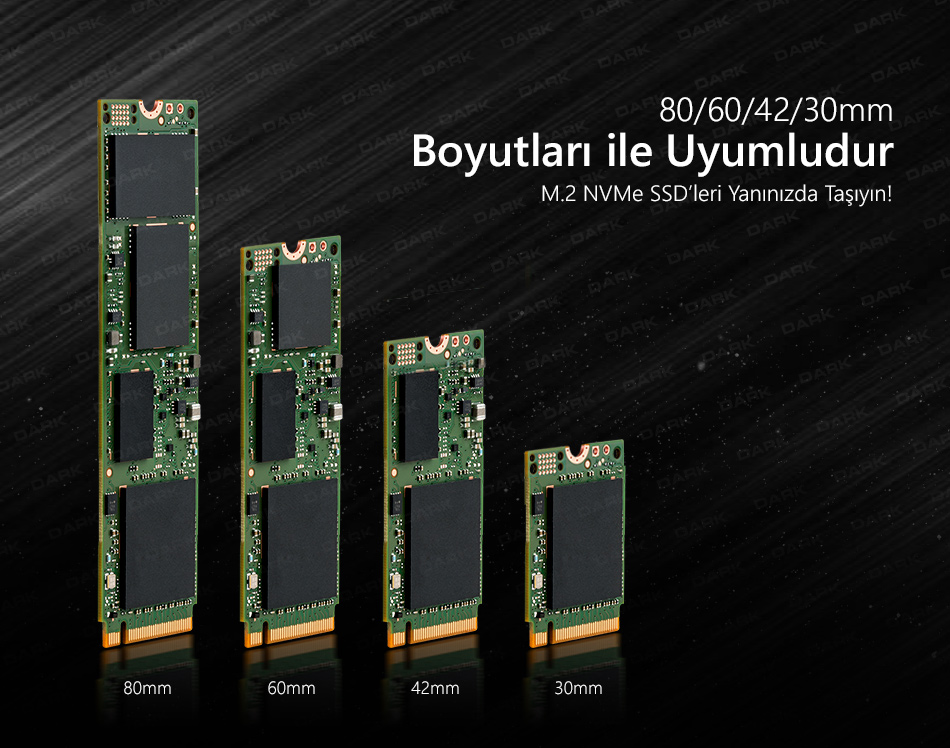 Dark M.2 NVMe SSD Destekli - USB3.1 Gen2 Type-C Disk Kutusu