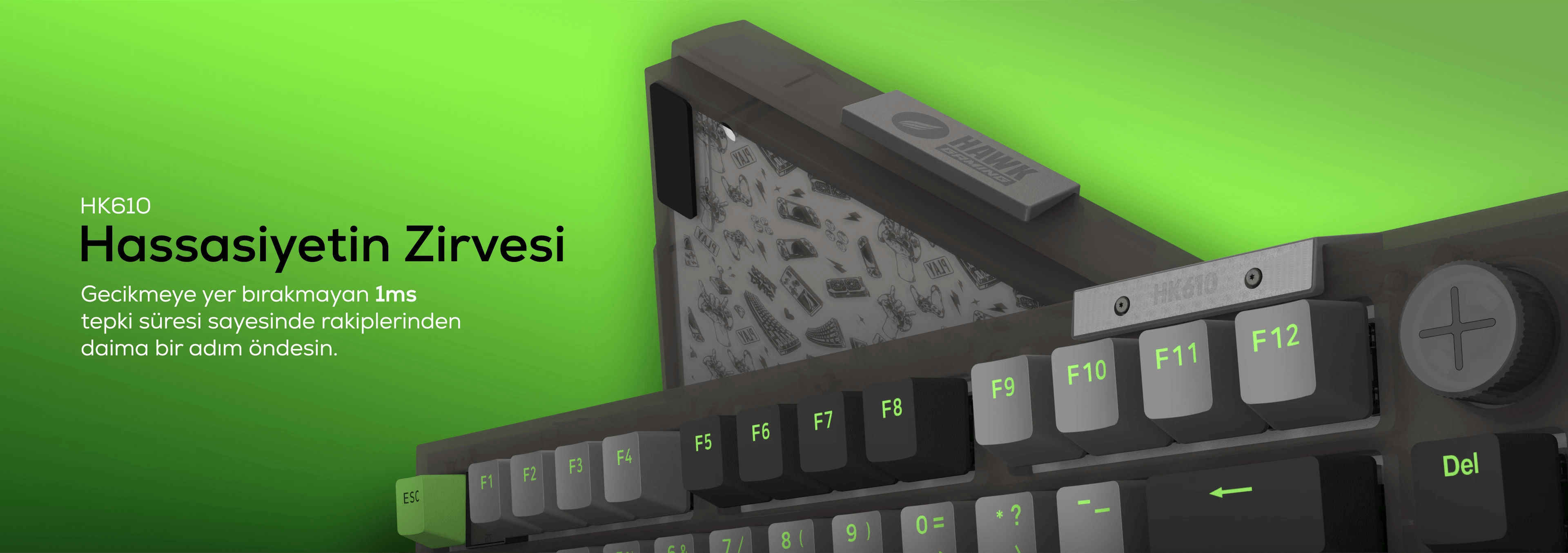 Hawk Gaming HK610 Gateron Switch RGB LCD Tri-Mode Kablosuz/Bluetooth %75 Gaming Oyuncu Klavye