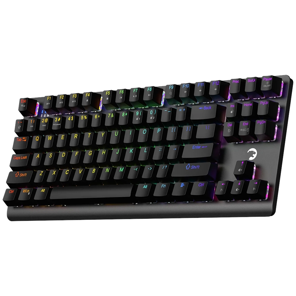 GamePower Eva 7 60M Mekanik Kablolu, 2.4Ghz, Bluetooth 3 Mod Blue Switch Türkçe Q 88 Tuş USB RGB Gaming Klavye