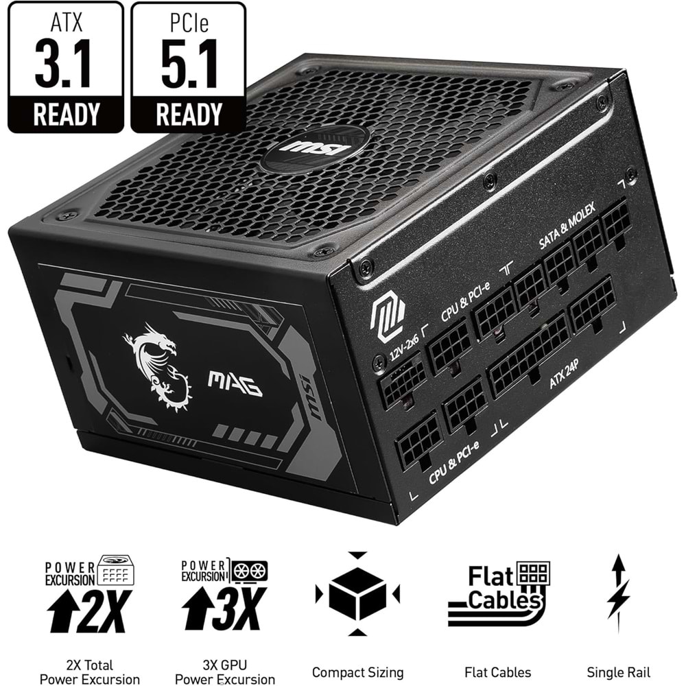 MSI MAG A1250GL 1250W 80+ GOLD POWER SUPPLY