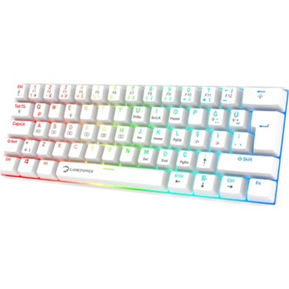 GAMEPOWER LYRA RGB 60M MEKANIK RED SWITCH BEYAZ GAMING OYUNCU KLAVYE