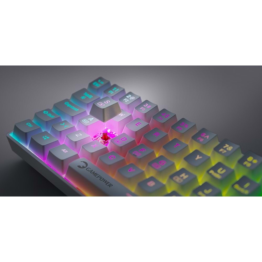 GAMEPOWER LYRA RGB 60M MEKANIK RED SWITCH BEYAZ GAMING OYUNCU KLAVYE