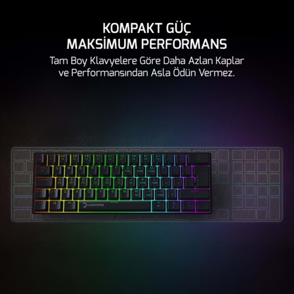 GAMEPOWER LYRA RGB 60M KLAVYE MEKANIK BLUE SWITCH SİYAH