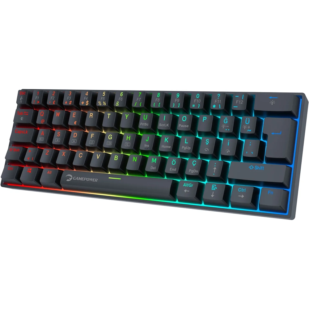 GAMEPOWER LYRA RGB 60M MEKANIK RED SWITCH GAMING OYUNCU KLAVYE SİYAH
