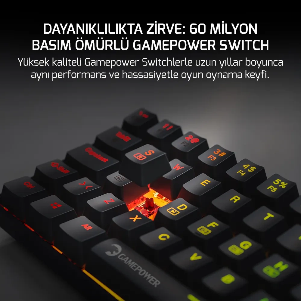 GAMEPOWER LYRA RGB 60M MEKANIK RED SWITCH GAMING OYUNCU KLAVYE SİYAH