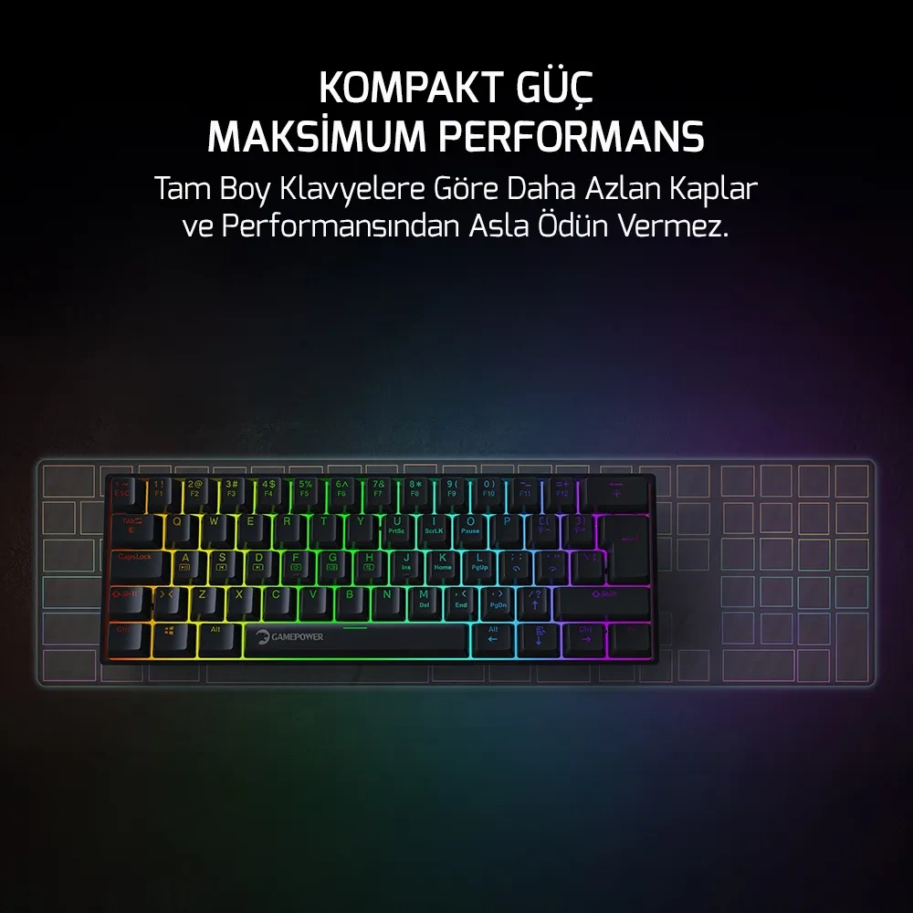 GAMEPOWER LYRA RGB 60M MEKANIK RED SWITCH GAMING OYUNCU KLAVYE SİYAH