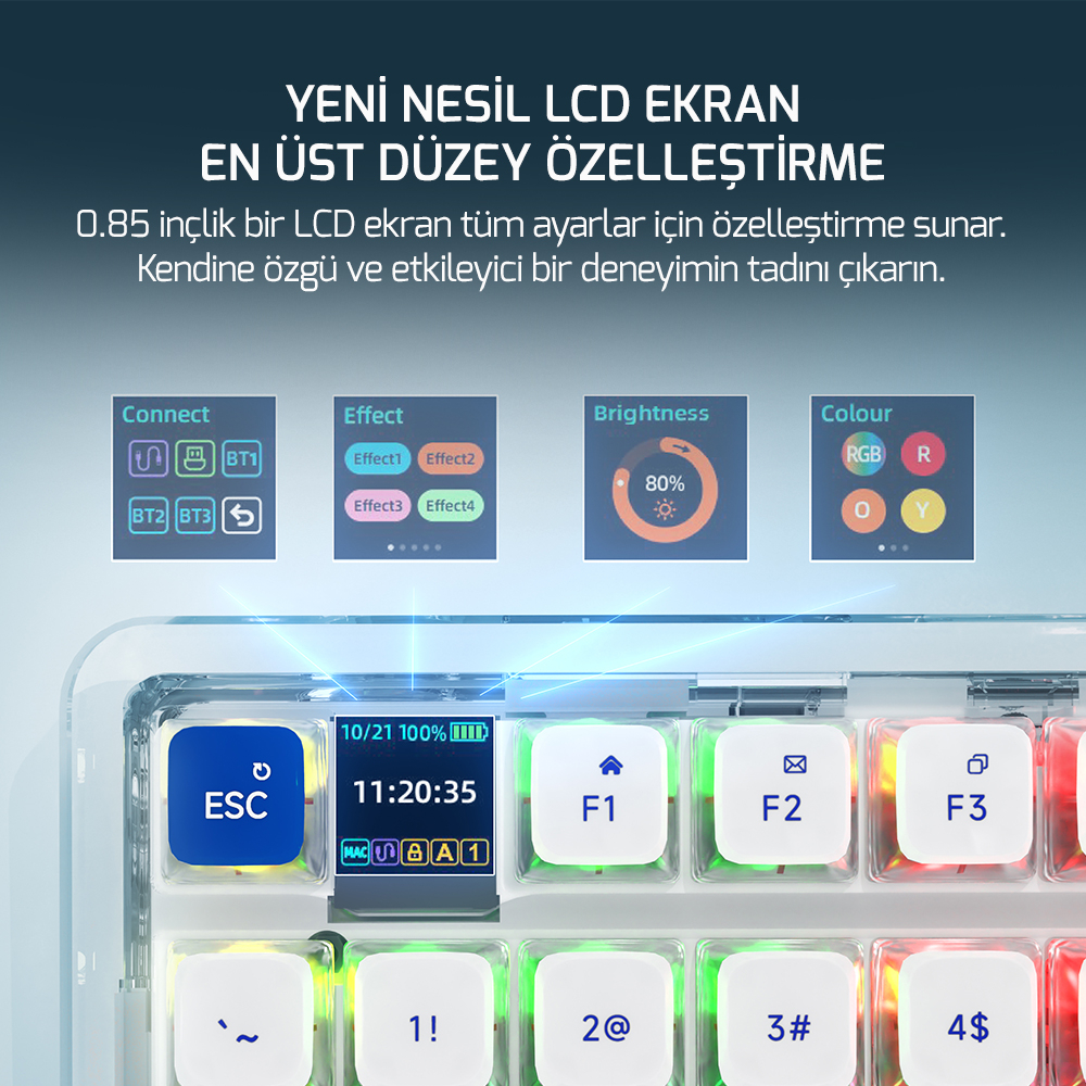 GamePower Gasket Pro X RGB Kablosuz/Bluetooth/Kablolu Mekanik Hot-Swap Yağlı Switch Gasket Oyuncu Klavye