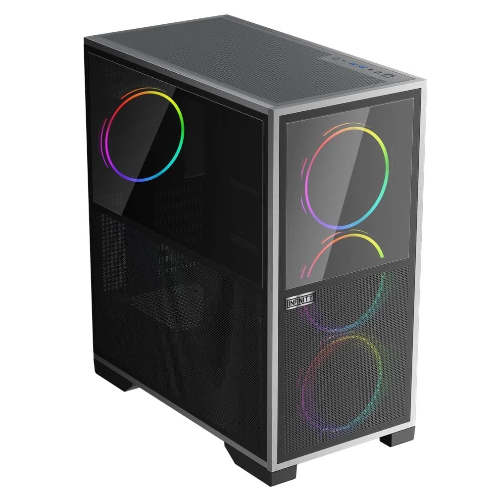 1ST PLAYER IF8 BTF SİYAH ARGB 4X12CM FAN TERS ÇEVİRİLEBİLİR TEMPERLİ CAM MESH PANELLER E-ATX KASA
