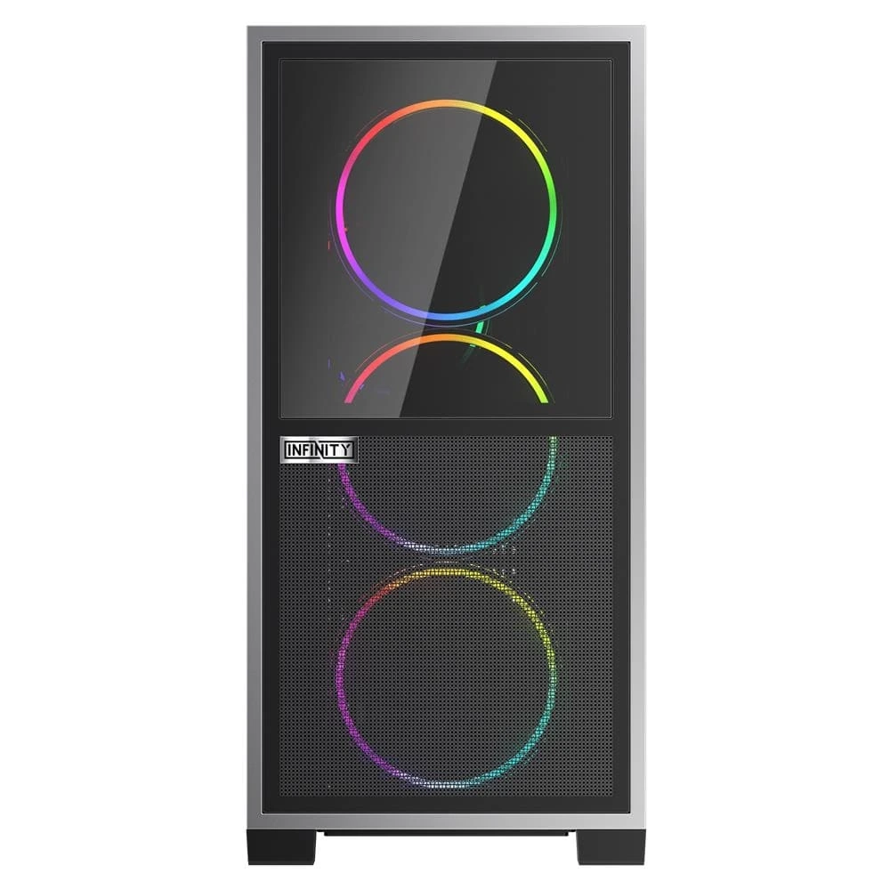 1ST PLAYER IF8 BTF SİYAH ARGB 4X12CM FAN TERS ÇEVİRİLEBİLİR TEMPERLİ CAM MESH PANELLER E-ATX KASA