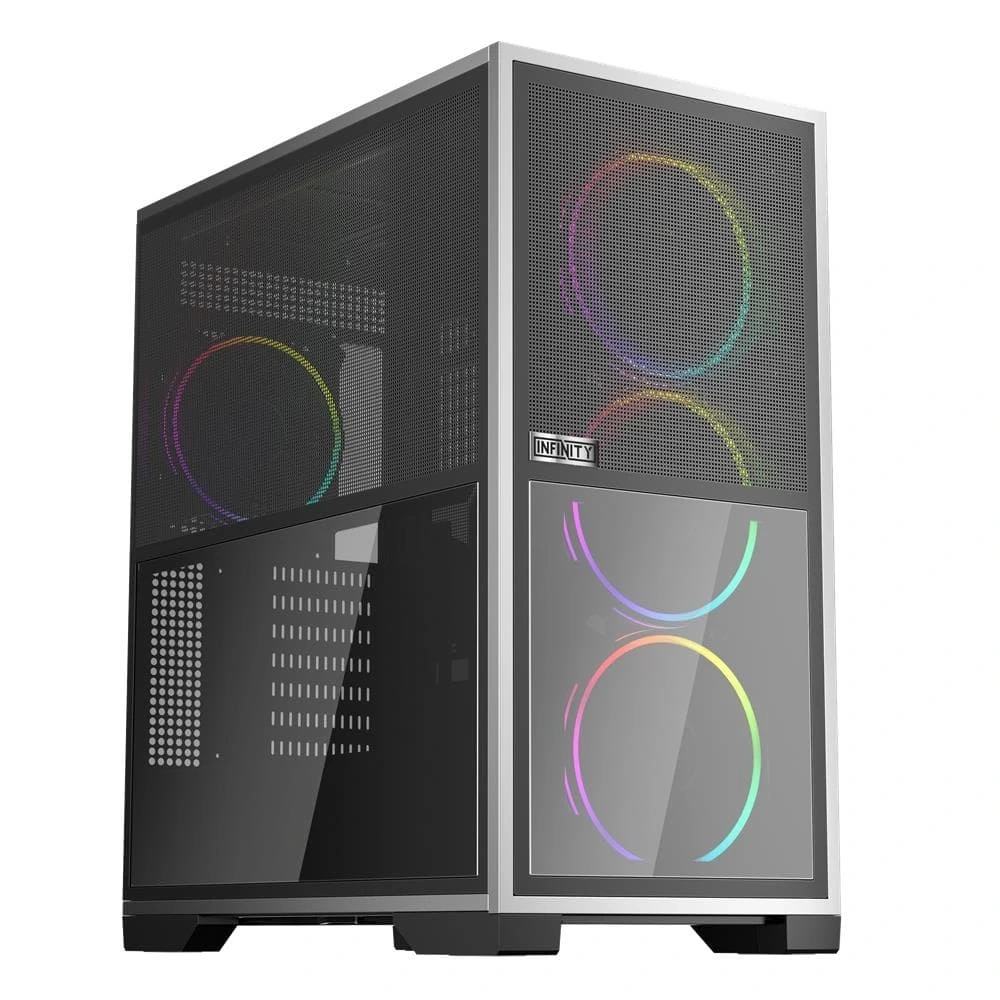 1ST PLAYER IF8 BTF SİYAH ARGB 4X12CM FAN TERS ÇEVİRİLEBİLİR TEMPERLİ CAM MESH PANELLER E-ATX KASA