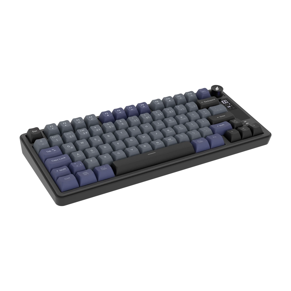 Hawk Gaming HK255 Membrane LCD RGB Kablosuz/Bluetooth Gri Mor %75 Türkçe Gaming Oyuncu Klavye