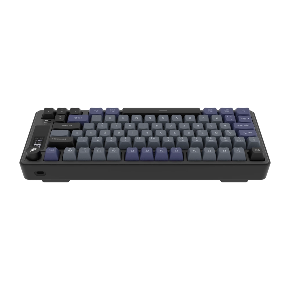 Hawk Gaming HK255 Membrane LCD RGB Kablosuz/Bluetooth Gri Mor %75 Türkçe Gaming Oyuncu Klavye