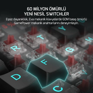 GAMEPOWER EVA 5 RED SWITCH RAINBOW GAMING OYUNCU KLAVYE