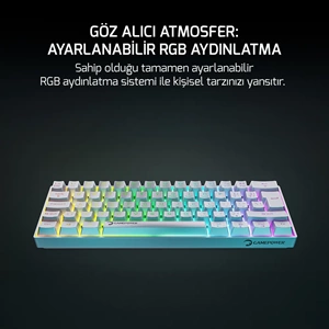 GAMEPOWER LYRA RGB 60M MEKANIK BLUE SWITCH GAMING OYUNCU KLAVYE BEYAZ