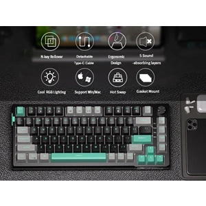 MAGEGEE SKY81 MEKANIK RGB KABLOLU GAMING KLAVYE HOT SWAP-GRI SIYAH