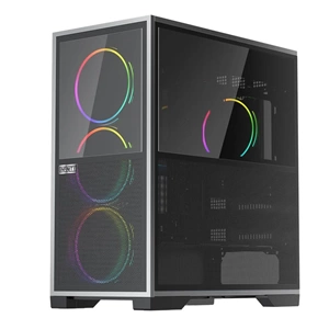 1ST PLAYER IF8 BTF SİYAH ARGB 4X12CM FAN TERS ÇEVİRİLEBİLİR TEMPERLİ CAM MESH PANELLER E-ATX KASA