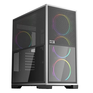 1ST PLAYER IF8 BTF SİYAH ARGB 4X12CM FAN TERS ÇEVİRİLEBİLİR TEMPERLİ CAM MESH PANELLER E-ATX KASA