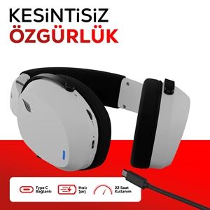 HAWK GAMING HS420 7.1 TRI-MODE KABLOSUZ/BLUETOOTH BEYAZ OYUNCU KULAKLIĞI