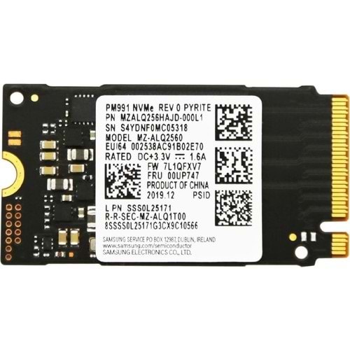 SAMSUNG 256GB M.2 NVME SSD
