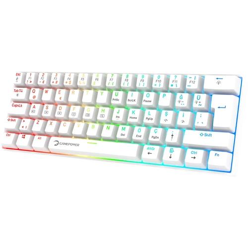 GAMEPOWER LYRA RGB 60M MEKANIK BLUE SWITCH GAMING OYUNCU KLAVYE BEYAZ