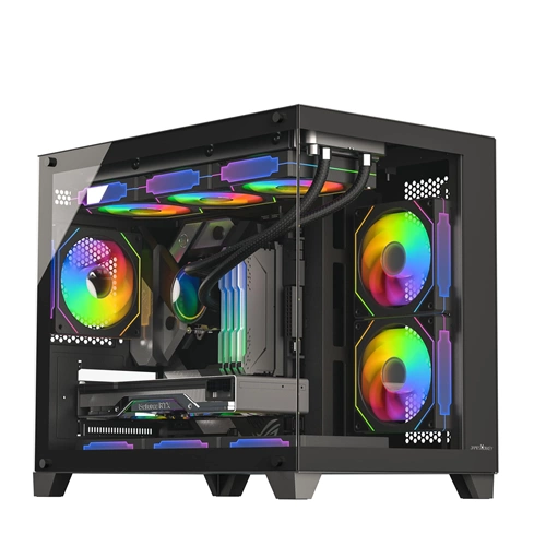 James Donkey Stark S700 3xARGB Temperli Cam 750W 80+ Bronze mATX Siyah Gaming (Oyuncu) Kasa