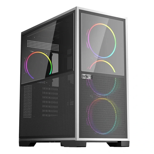 1ST PLAYER IF8 BTF SİYAH ARGB 4X12CM FAN TERS ÇEVİRİLEBİLİR TEMPERLİ CAM MESH PANELLER E-ATX KASA
