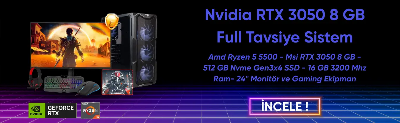 LANSMAN GAMING BUNDLE AMD RYZEN 5-5500 16 GB RAM 8 GB RTX3050 512 GB SSD 650W / Kuzey Kıbrıs Oyuncu Bilgisayarı