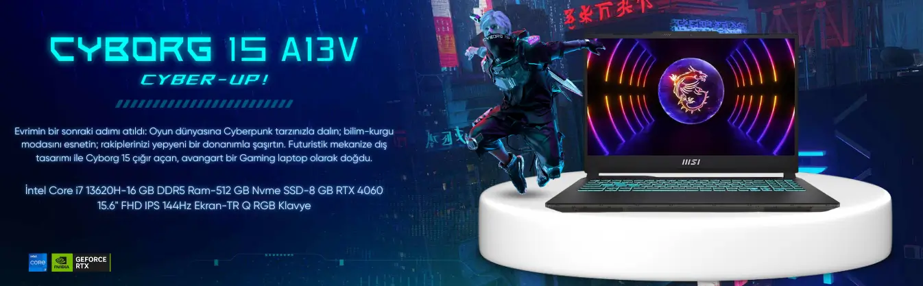MSI CYBORG 15 A13VF CORE i7-13620H 16 GB DDR5 RAM 512 GB SSD 8 GB RTX 4060 15.6 INCH 144HZ DOS / KUZEY KIBRIS OYUNCU LAPTOP