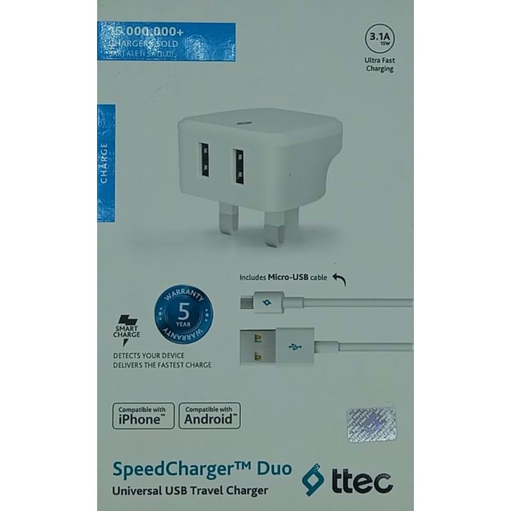 TTEC 2SCS02UM-UK MICRO USB CHARGER