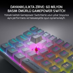 GAMEPOWER LYRA RGB 60M KLAVYE MEKANIK BLUE SWITVH BEYAZ