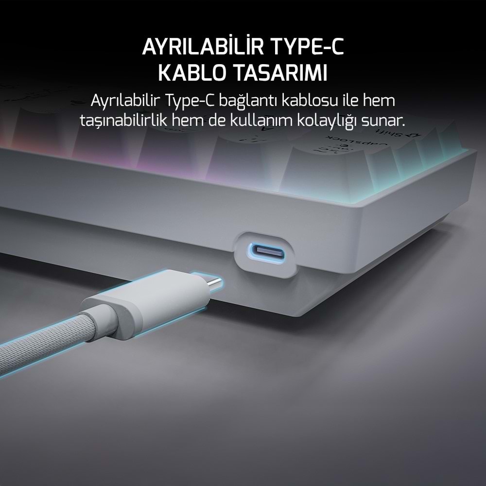 GAMEPOWER LYRA RGB 60M KLAVYE MEKANIK BLUE SWITVH BEYAZ