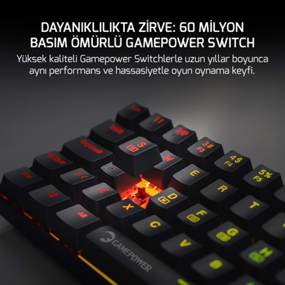 GAMEPOWER LYRA RGB 60M KLAVYE MEKANIK BLUE SWITCH SİYAH