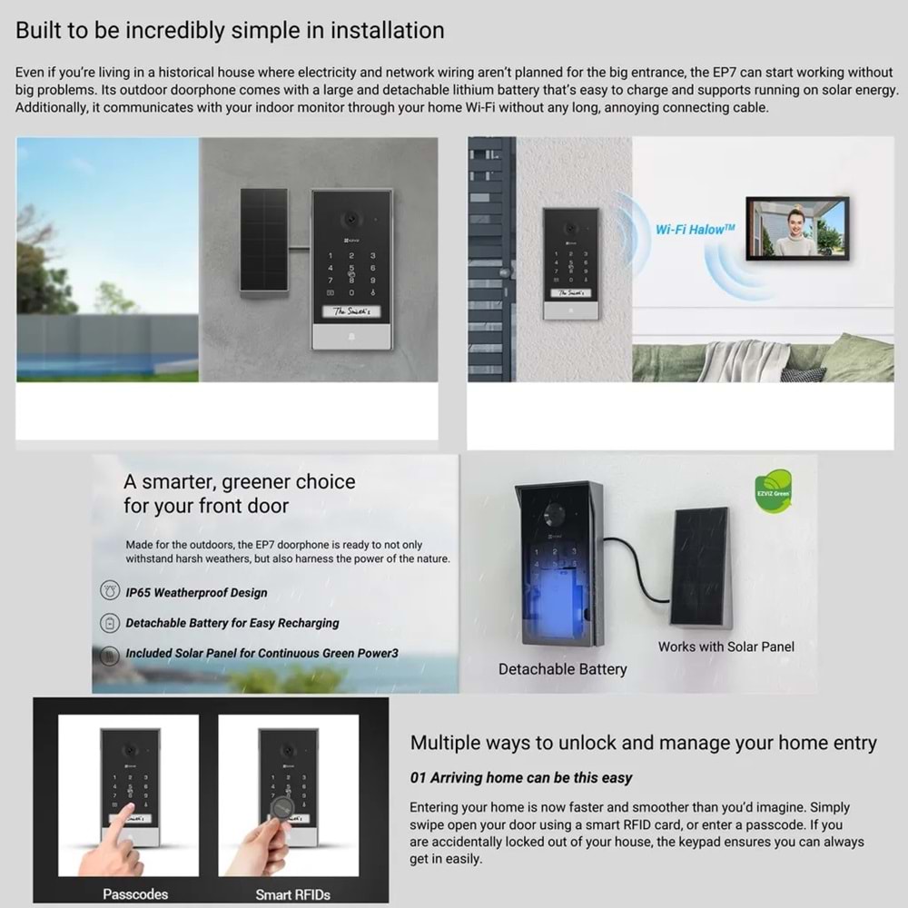 EZVIZ EP7 PİLLİ AKILLI EV GÖRÜNTÜLÜ KAPI DİYAFONU