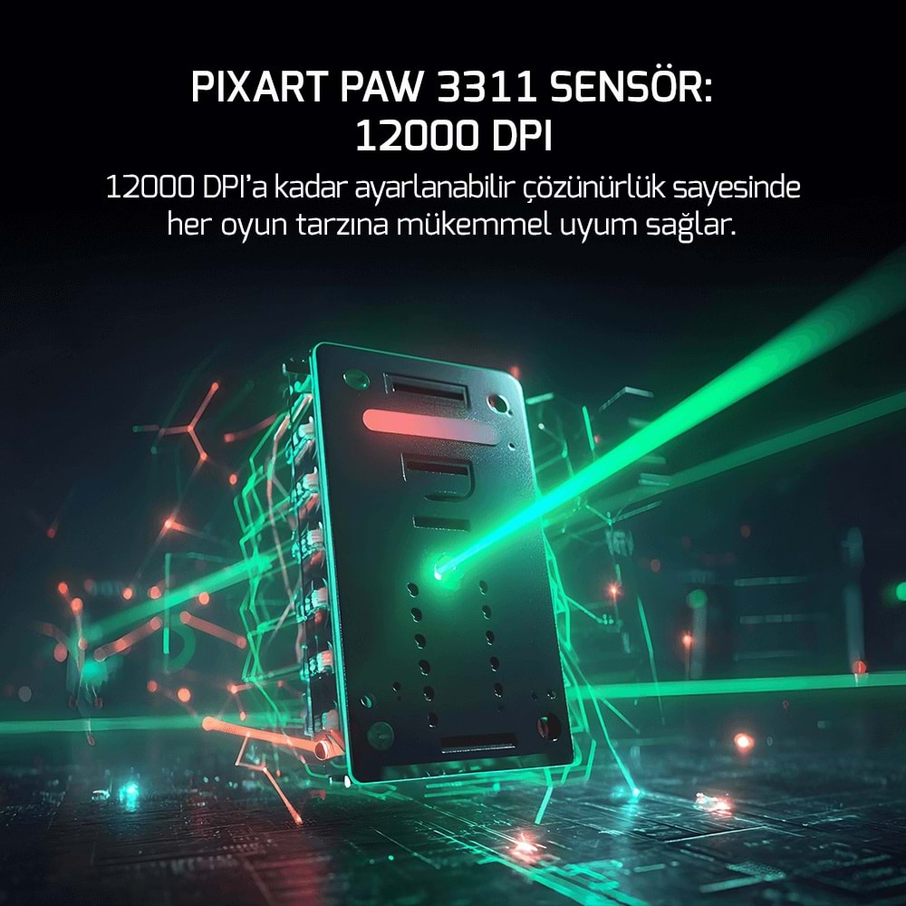 GamePower Fenix 24.000DPI Triple Mode (Kablolu/Bluetooth/2.4G) Siyah Gaming Mouse